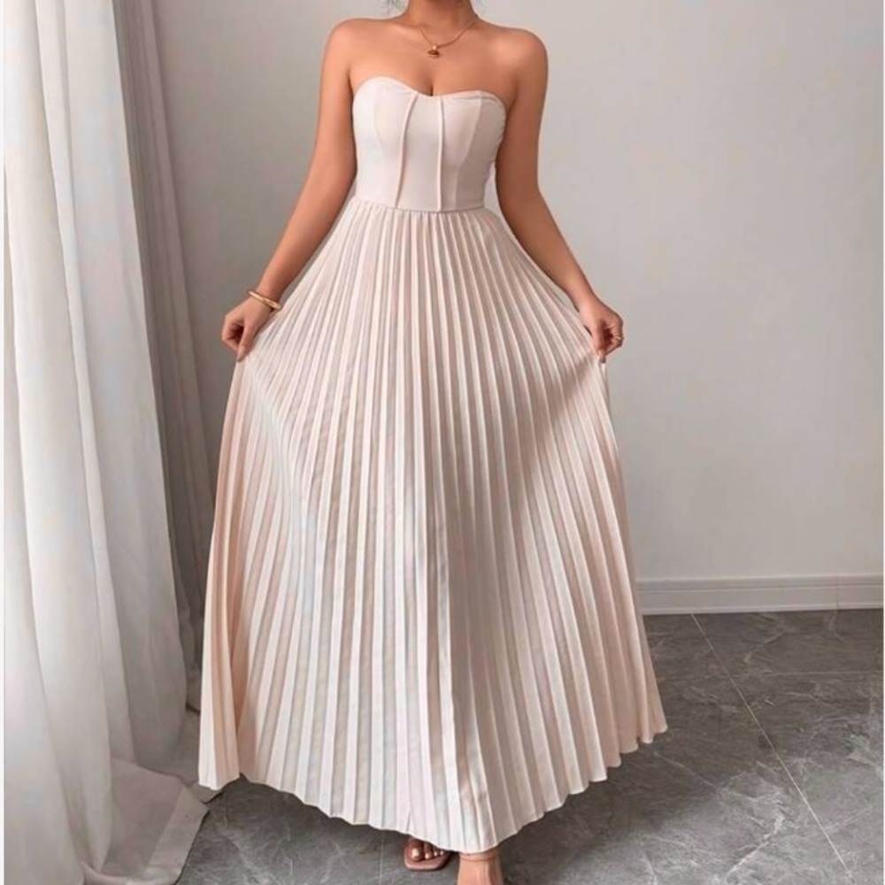 SHEIN Elegant Pleated Strapless Dress Size XS US Size 2 - Picture 1 of 11